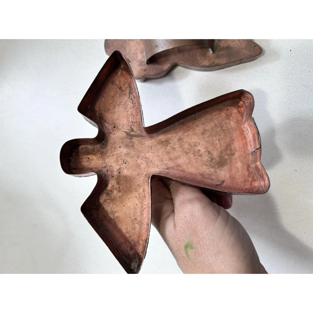 Michael Bonne Copper Cookie Cutter Xmas Angels Lot Flat Back W/ Handle Signed
